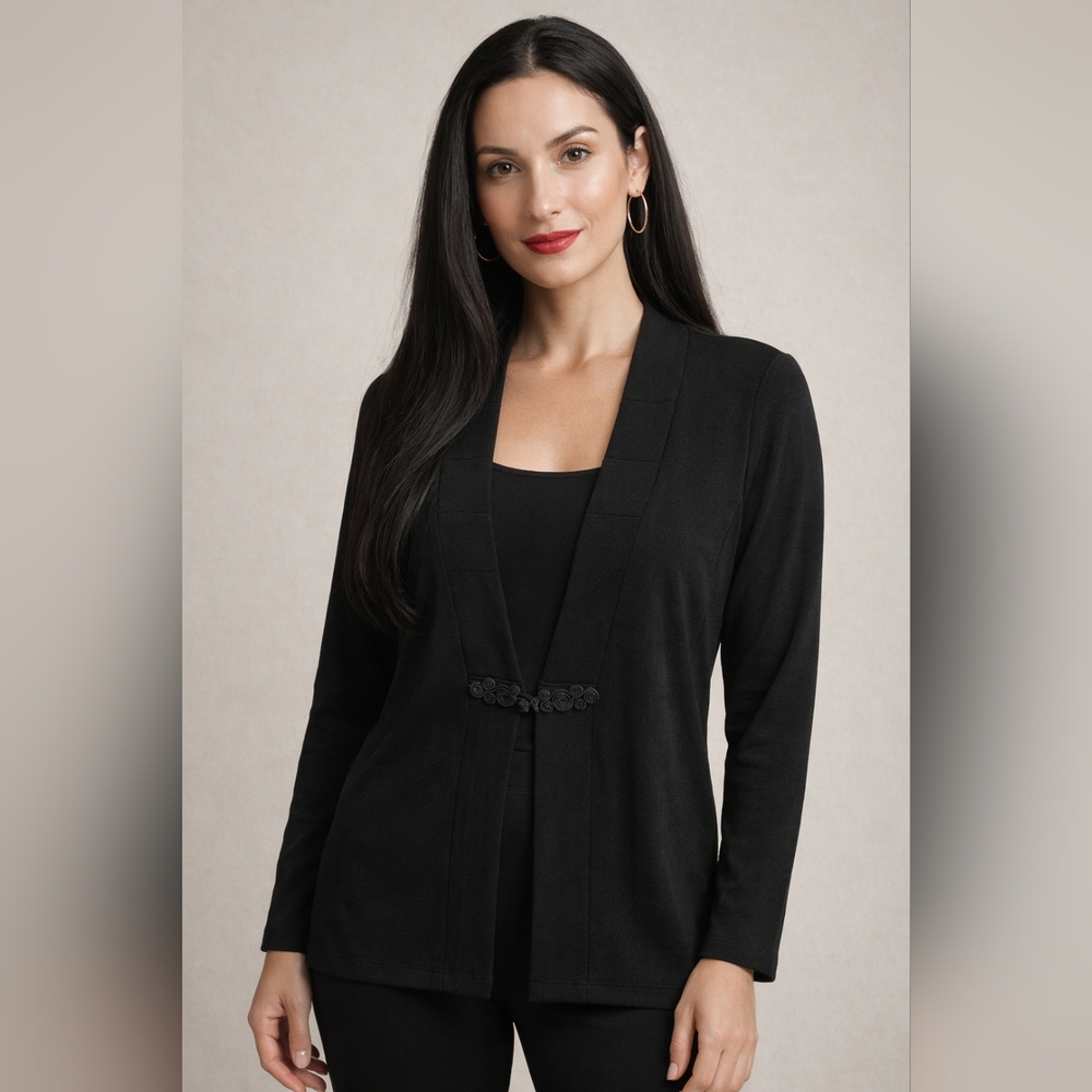 Chico’s Travelers Bianca Jacket Black Size 2 BNWT Wrinkle Resistant